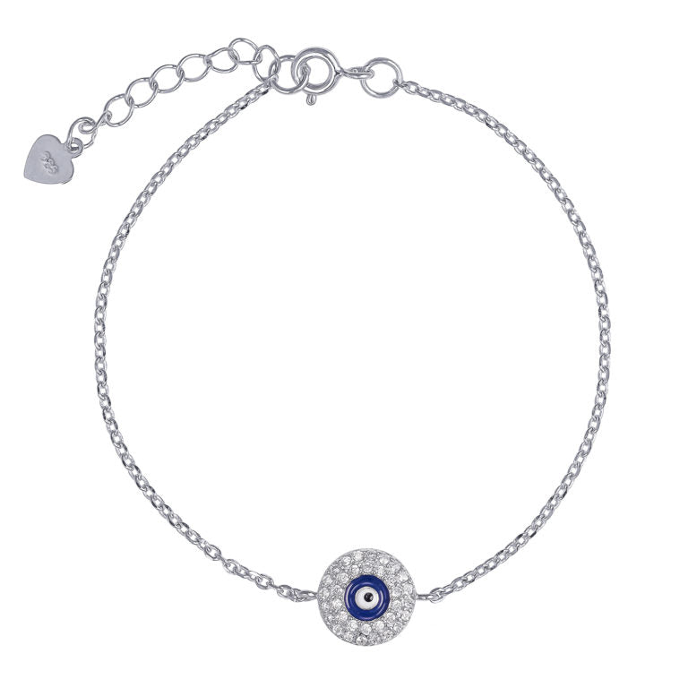 Sterling silver CZ Evil eye bracelet