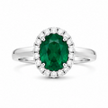 18kw Lab Emerald / Diamond Ring
