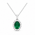 18kw Lab Emerald / Diamond Necklace