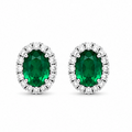 18kw Lab Emerald / Diamond Earrings
