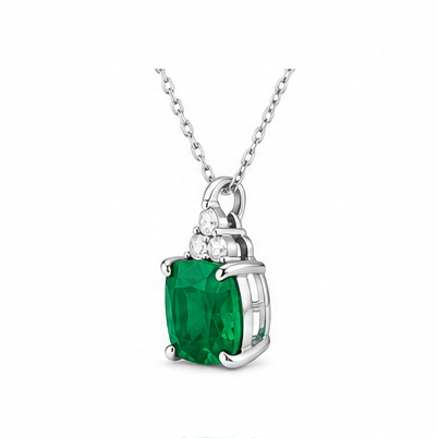 18kw Lab Emerald / Diamond Necklace
