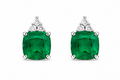 18kw Lab Emerald / Diamond Earrings