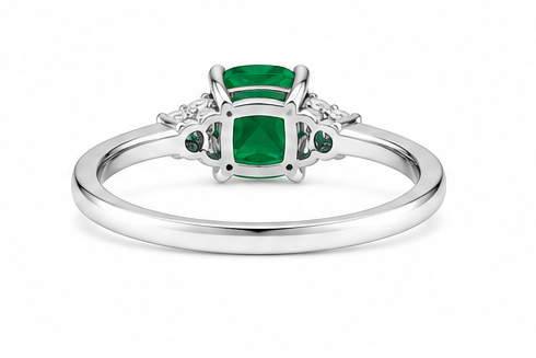 18kw Lab Emerald / Diamond Ring