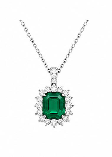 18kw Lab Emerald / Diamond Necklace