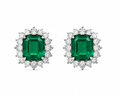 18kw Lab Emerald / Diamond Earring
