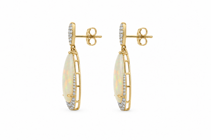 18KY Diamond & Opal Earrings