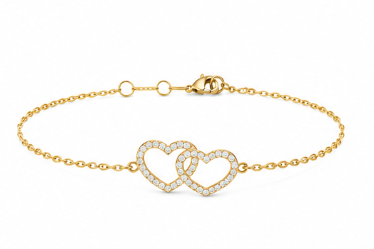 9KY Double Heart Bracelet