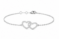 9K White Gold Double Heart Bracelet