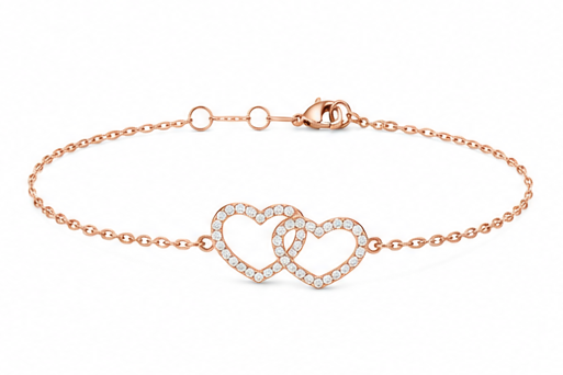 9K Rose Gold Double Heart Bracelet