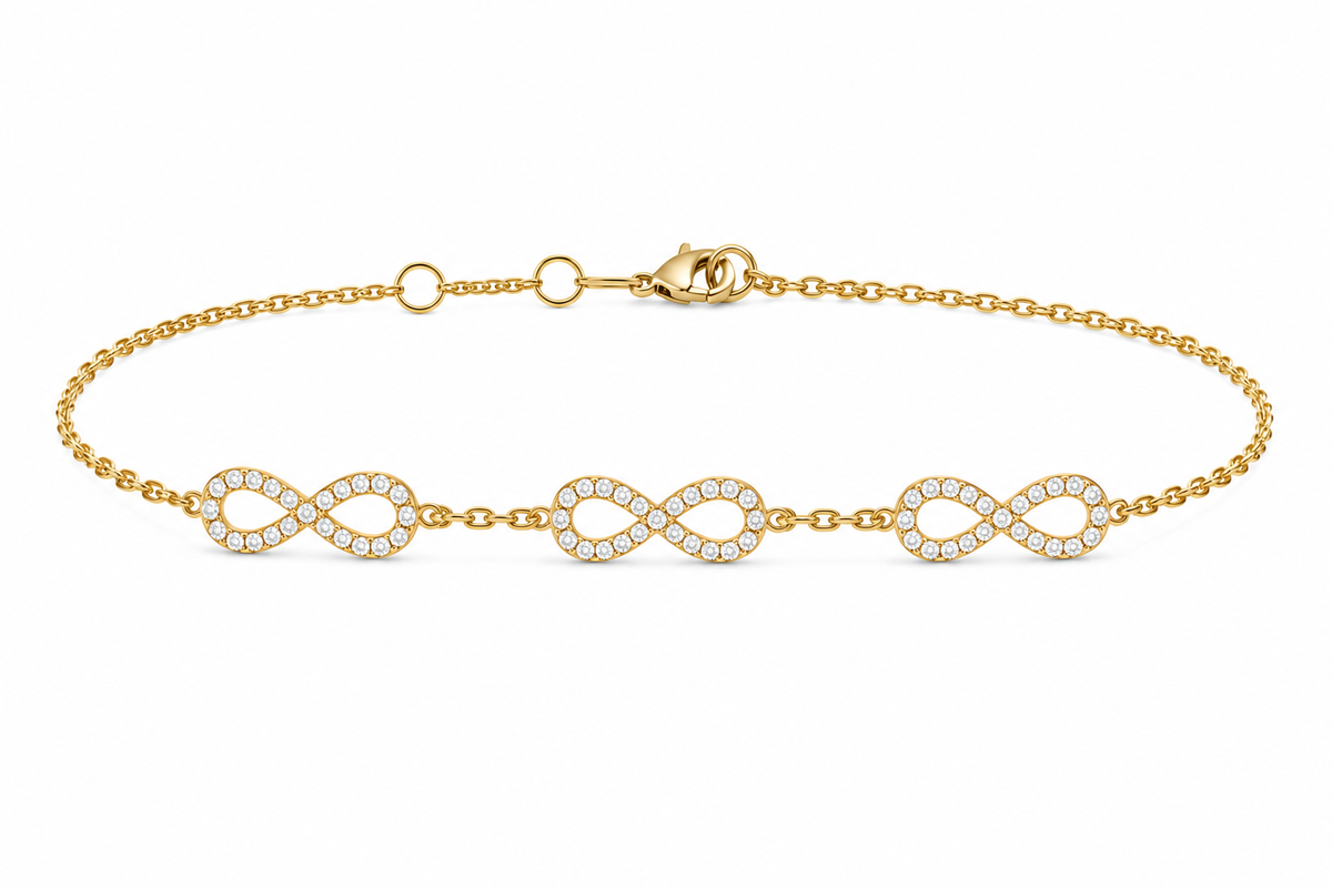 9K Yellow Gold Triple Infinity Bracelet