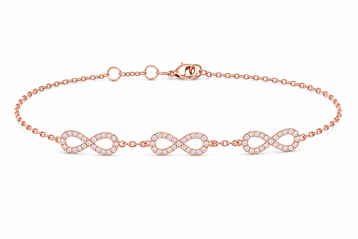9K Rose Gold Double Heart Bracelet