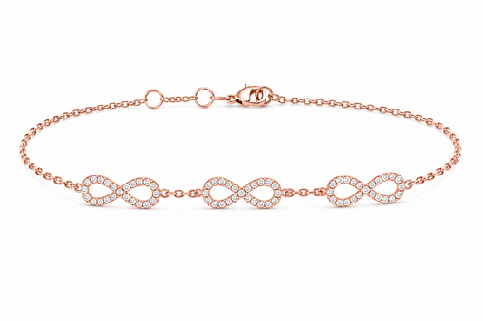 9K Rose Gold Double Heart Bracelet