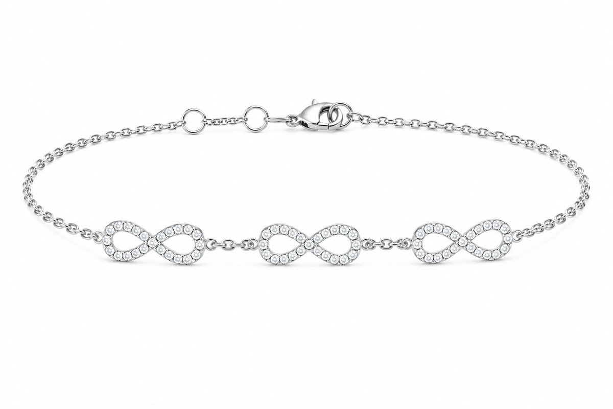 9K White Gold Double Heart Bracelet