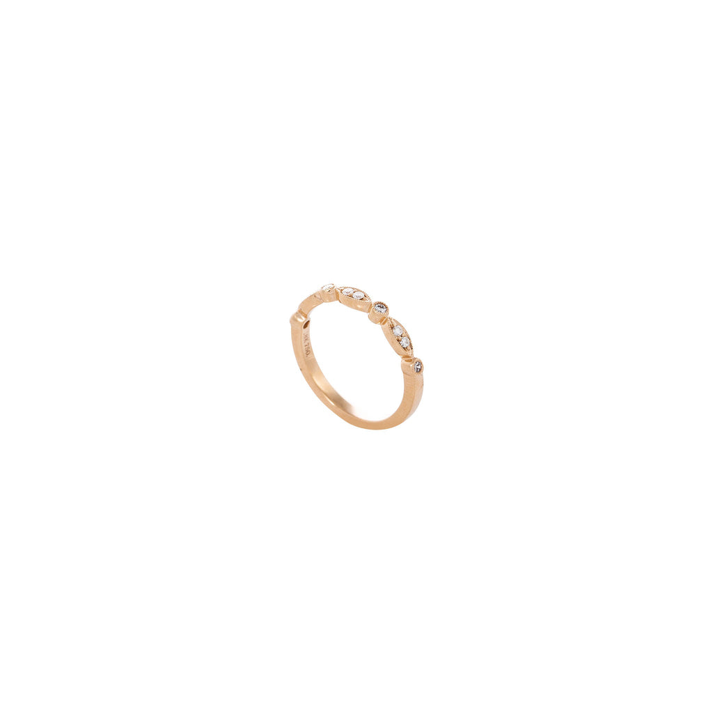Verve Gold 18K Diamond Wedding 0.20ct fancy bead set half circle Band
