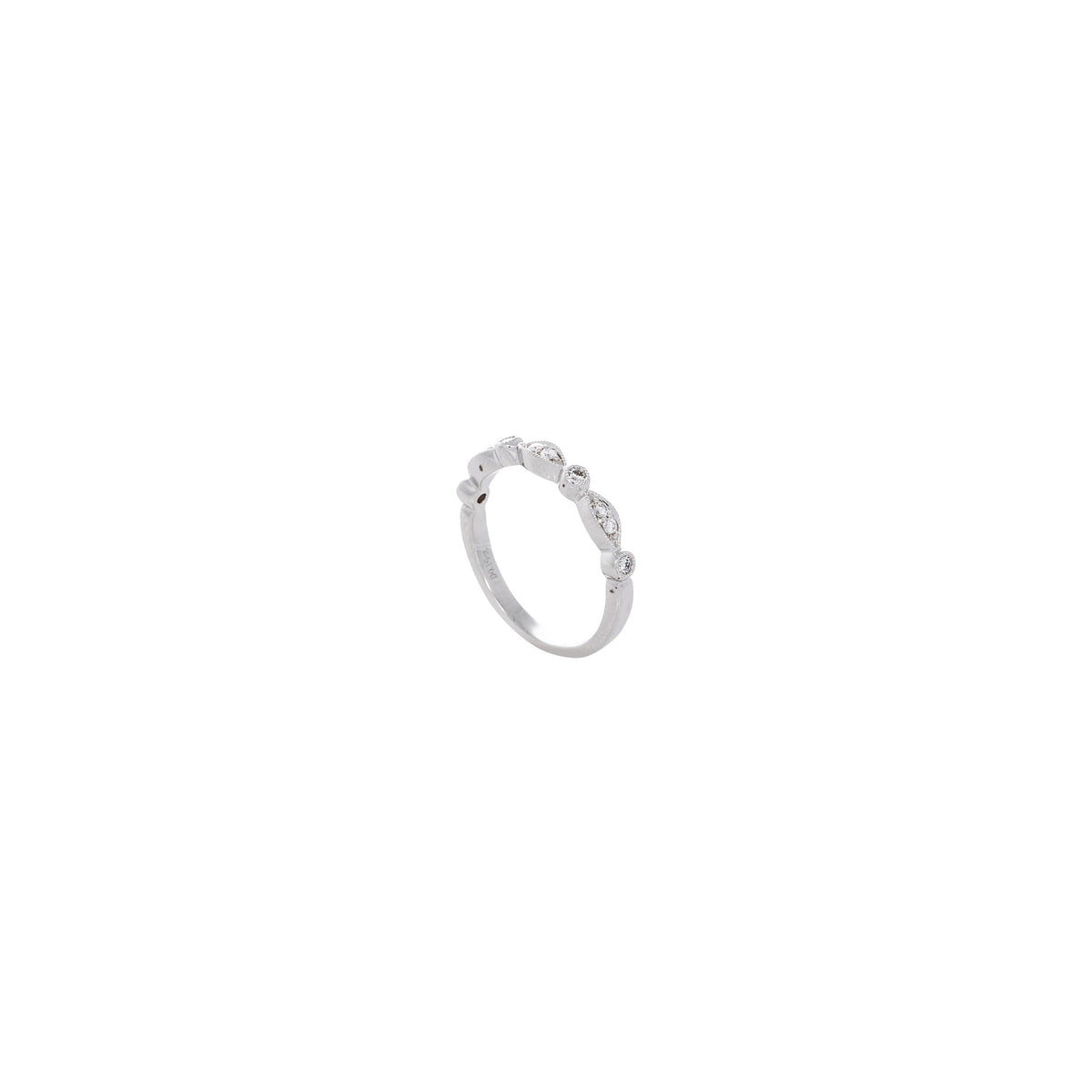 Verve White Gold 18K Diamond Wedding 0.20ct fancy bead set half circle Band