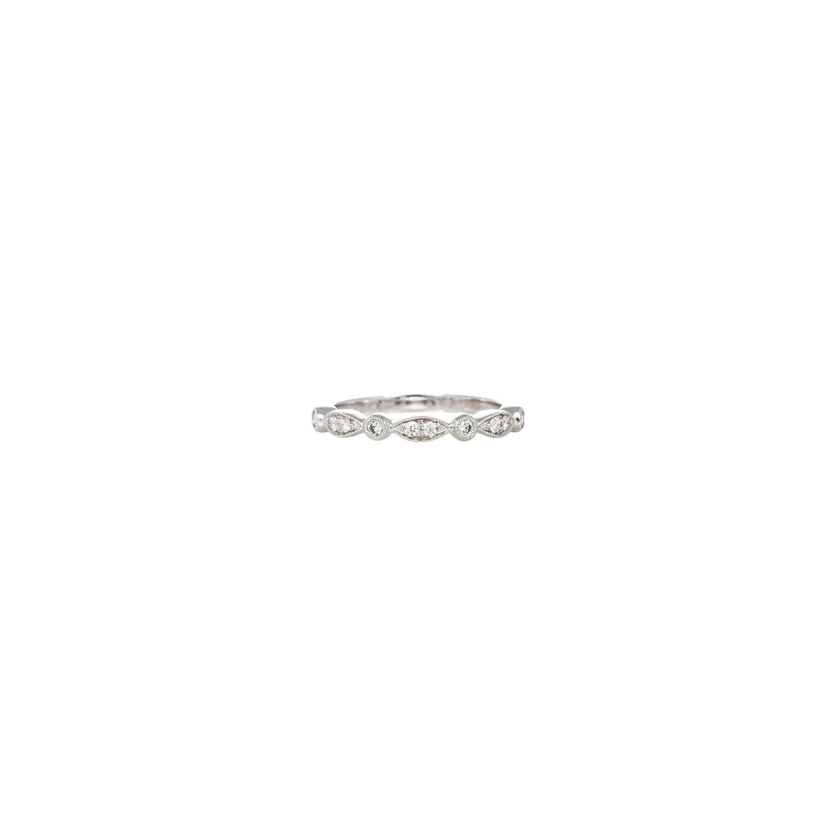 Verve White Gold 18K Diamond Wedding 0.20ct fancy bead set half circle Band