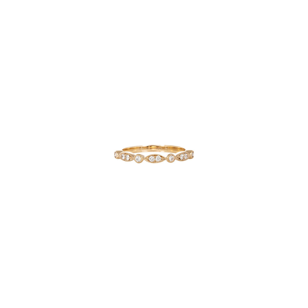 Verve Gold 18K Diamond Wedding 0.20ct fancy bead set half circle Band