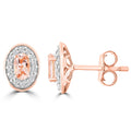 Morganite Stud Earrings with 0.15ct Diamonds in 9K Rose Gold