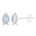 Aquamarine Stud Earrings with 0.10ct Diamonds in 9K White Gold