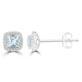 Aquamarine Earrings with 0.09ct Diamonds in 9K White Gold