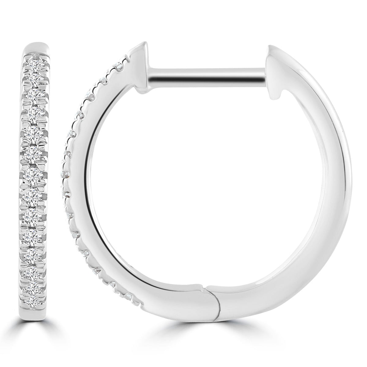 Huggie Earrings with 0.08ct Diamonds in 9K White Gold