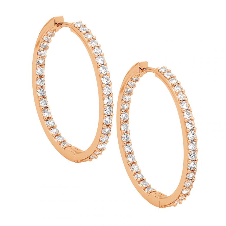 Ellani sterling silver rose gold plated earrings/E183R