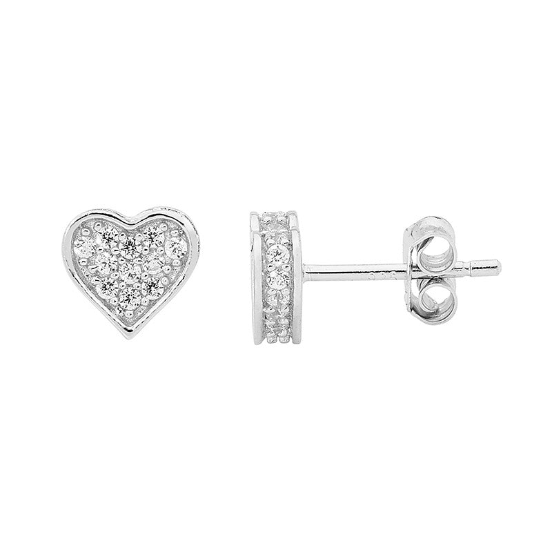 Ellani sterling silver love heart earrings / E419