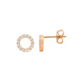 Ellani sterling silver rose gold circle stud earrings/E494R