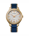 Citizen Eco-Drive Ladies' Dress Watch – Silver Dial with Blue Silicone Band / FE7078-93A