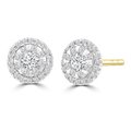 Cluster Stud Earrings with 0.25ct Diamond in 9K Yellow Gold