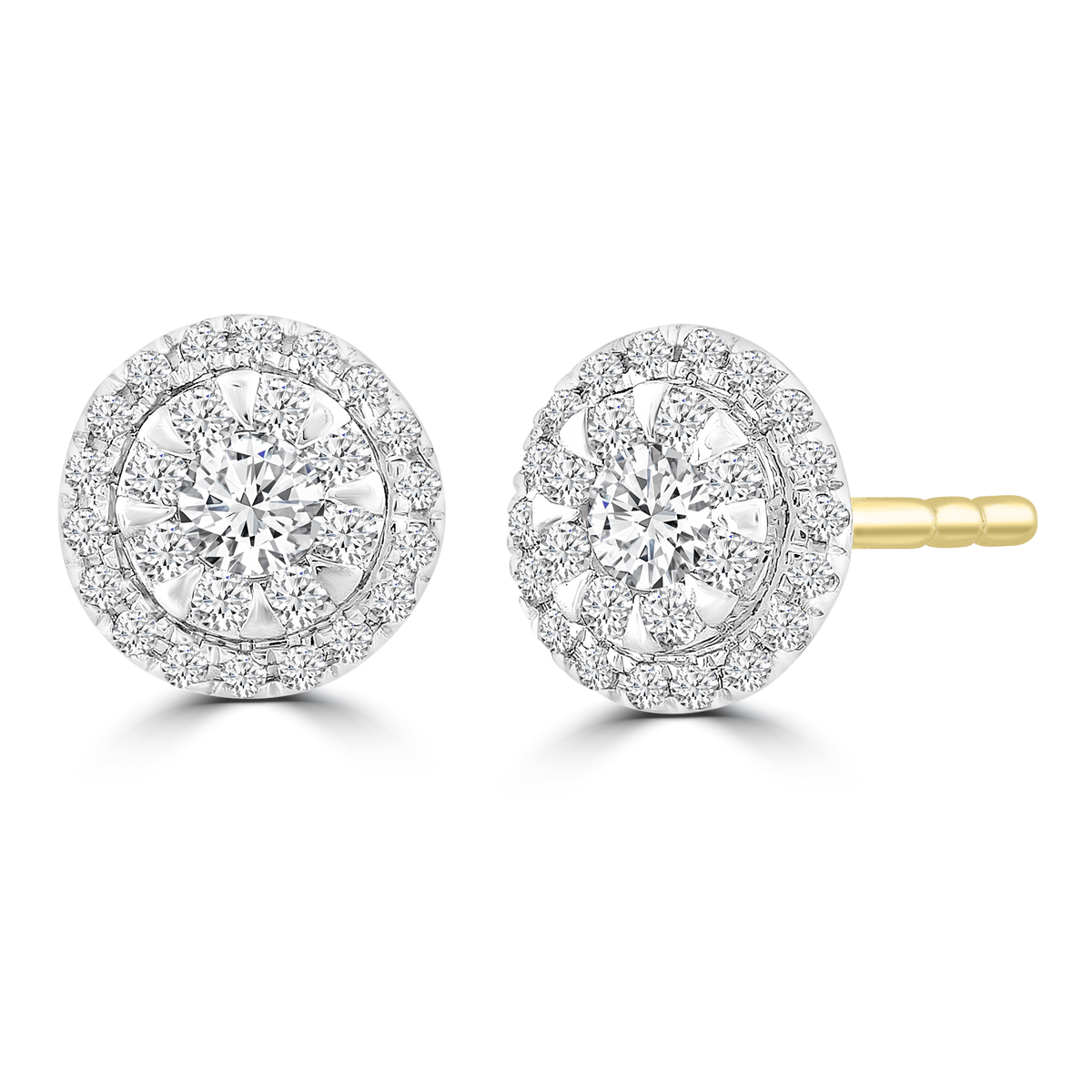 Cluster Stud Earrings with 0.25ct Diamond in 9K Yellow Gold