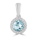 Aquamarine Pendant with 0.03ct Diamonds in 9K White Gold