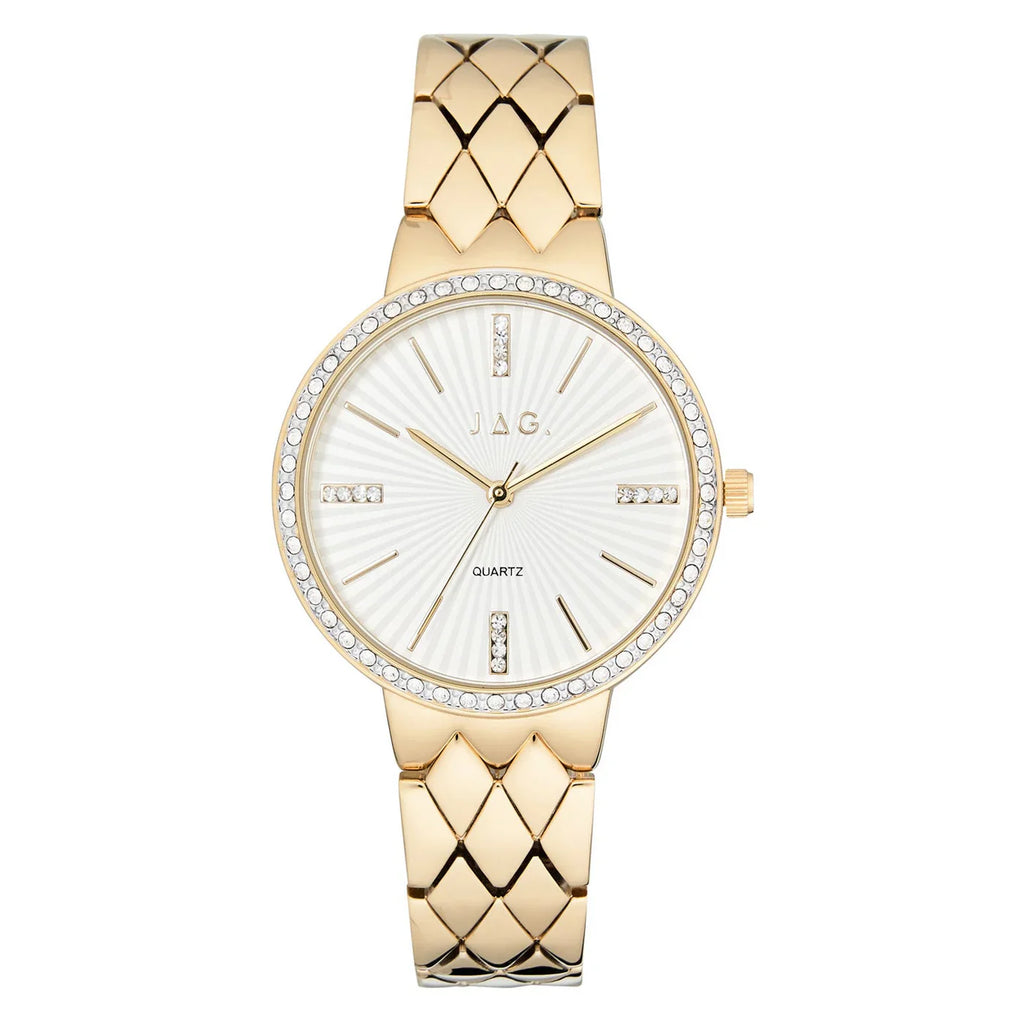 Jag Balmoral – Women's Gold-Tone Watch with White Dial and Crystal-Set Bezel / J2710A