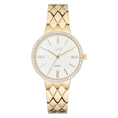 Jag Balmoral – Women's Gold-Tone Watch with White Dial and Crystal-Set Bezel / J2710A