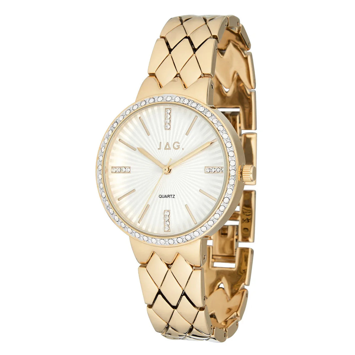 Jag Balmoral – Women's Gold-Tone Watch with White Dial and Crystal-Set Bezel / J2710A
