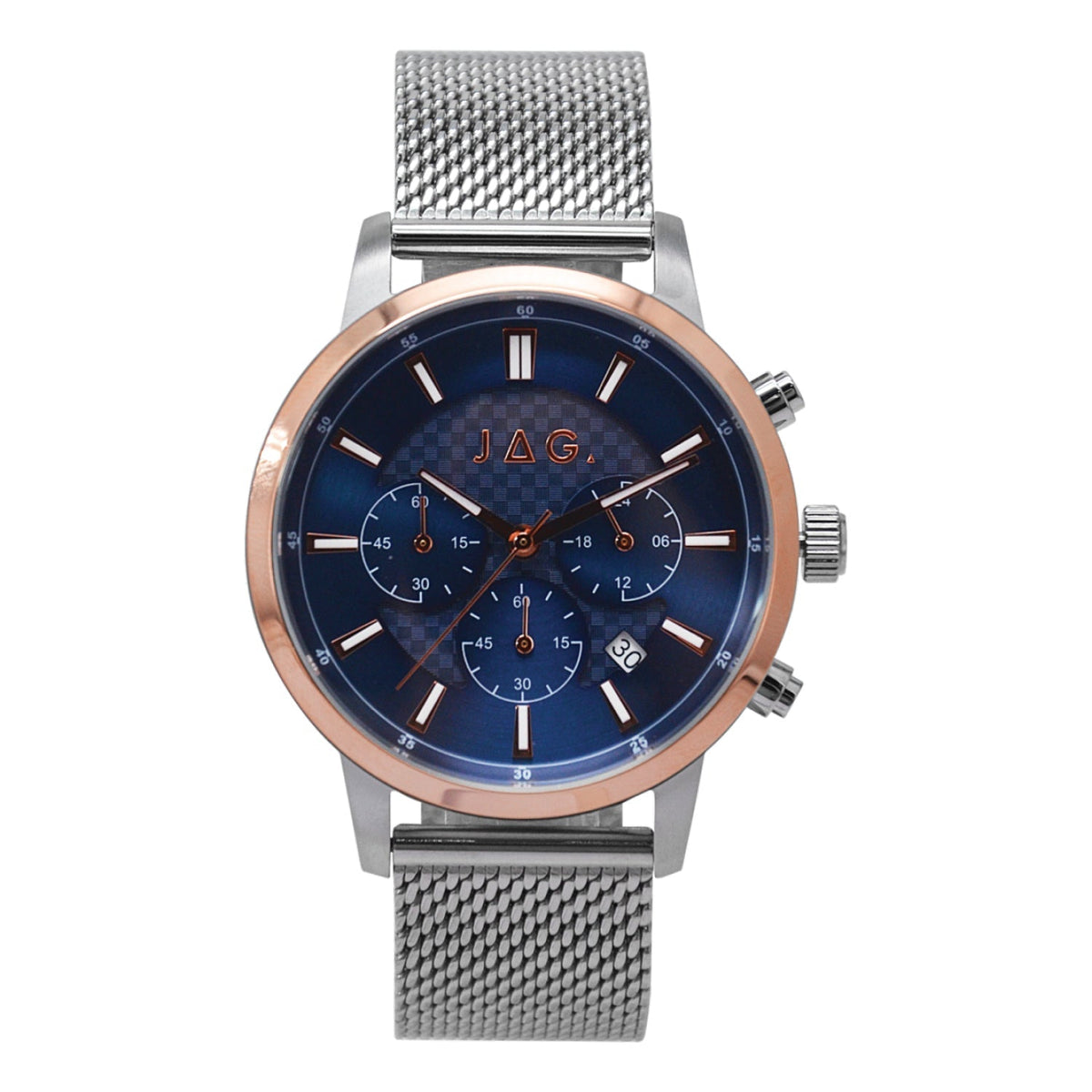 Jag Byron Silver Chronograph Blue Dial Stainless Steel 42mm Watch