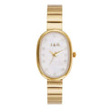 Jag Lorne – Gold-Tone Oval Watch with Mother-of-Pearl Dial and Crystal Markers / J2920A