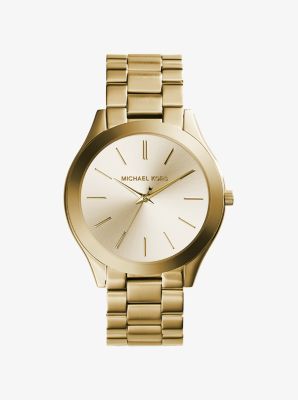 Michael Kors Slim Runway Gold-Tone Stainless Steel Watch / MK3179