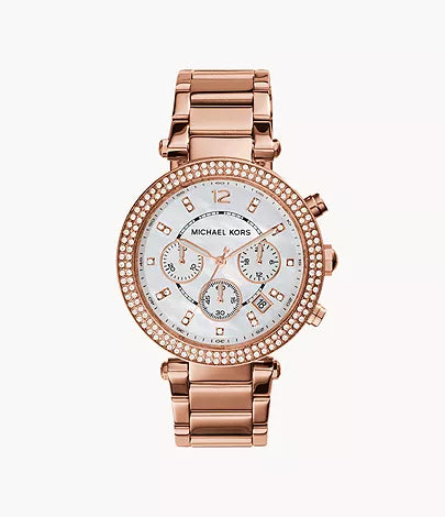 Michael Kors Rose Gold-Tone Glitz Parker Watch / MK5491