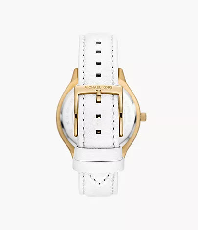 Michael Kors Slim Runway Three-Hand White Leather Watch / MK7466