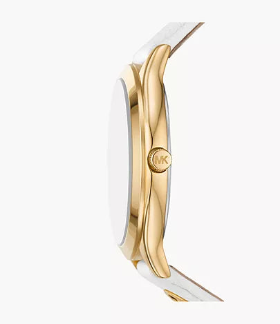 Michael Kors Slim Runway Three-Hand White Leather Watch / MK7466