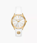 Michael Kors Slim Runway Three-Hand White Leather Watch / MK7466