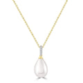 Diamond Pearl Necklace with 0.02ct Diamonds in 9K Yellow Gold - N-20566-002-Y
