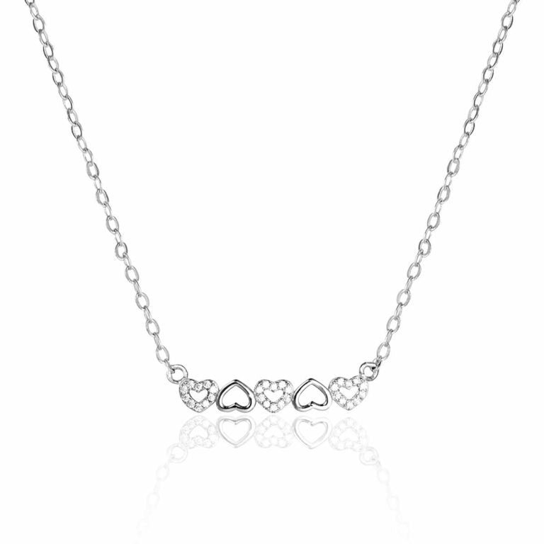 Sterling silver CZ love heart necklace