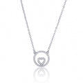 sterling silver CZ love heart circle necklace