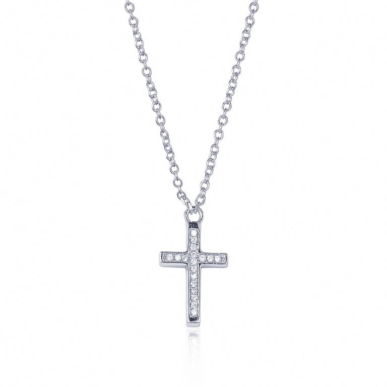 sterling silver CZ cross necklace