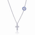 Sterling silver cross Evil eye pendant