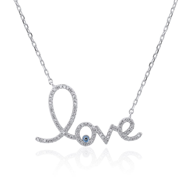 Sterling silver love Evil eye pendant
