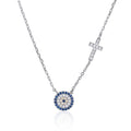 Sterling silver round Evil eye cross pendant