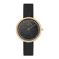 Jag Tegan – Women's Gold-Tone Mesh Watch with Crystal-Set Black Dial / J2227A